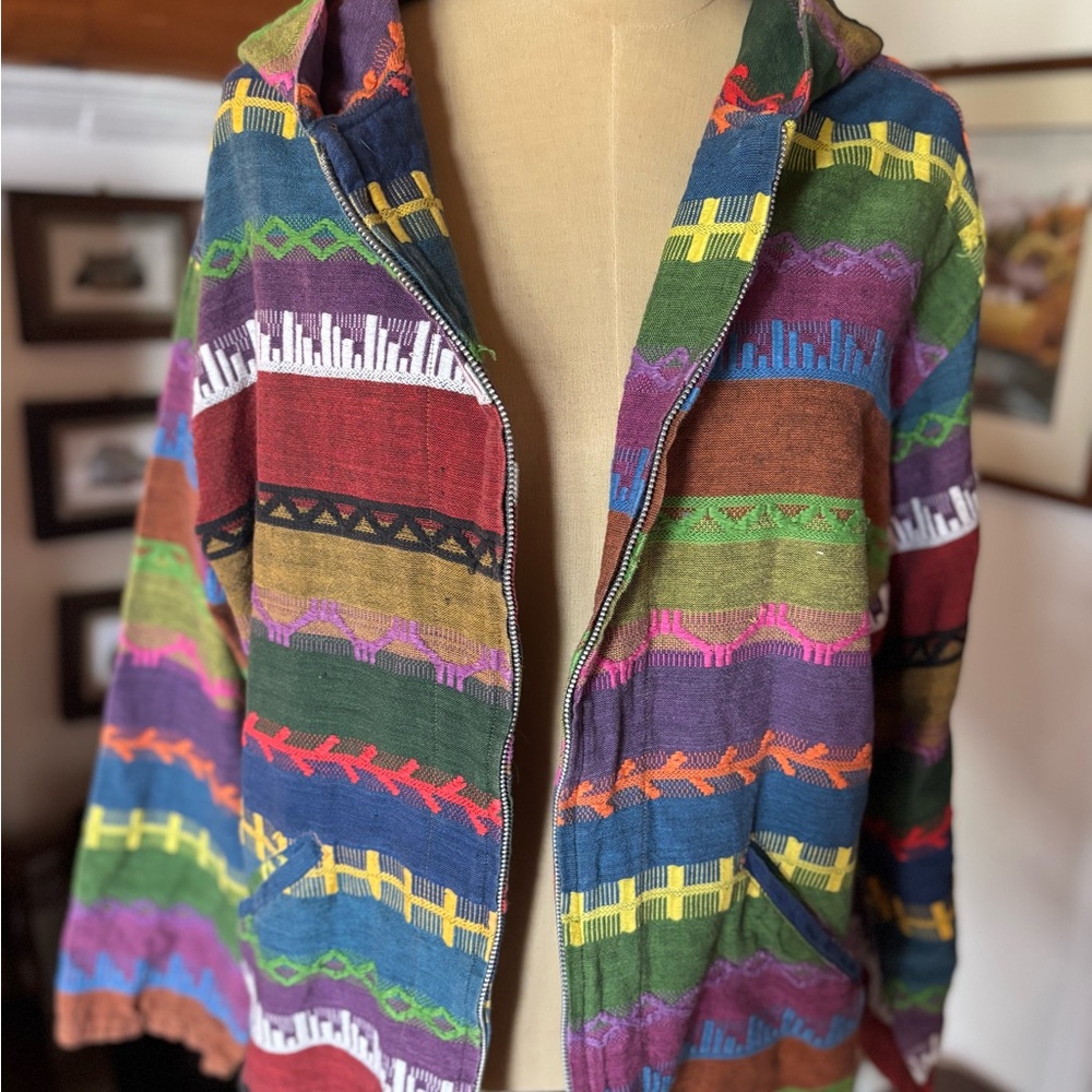 Colorful Striped Hooded Jacket